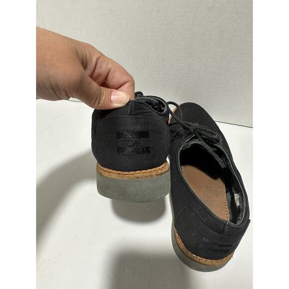 Toms Mens Size 8.5 Black Grey Cotton Twill Wool Lace Up Brogues Shoes EU 41 - Picture 5 of 9